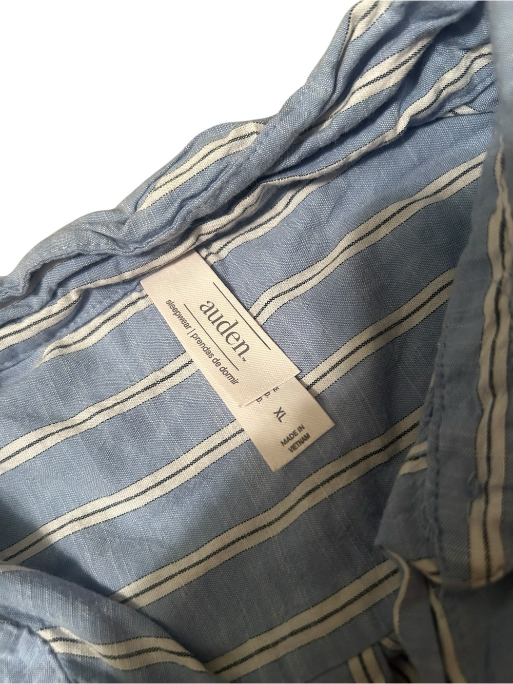 Auden Sleepwear Blue White Striped Top & Short Pajama Set Womens XL - Picture 2 of 6
